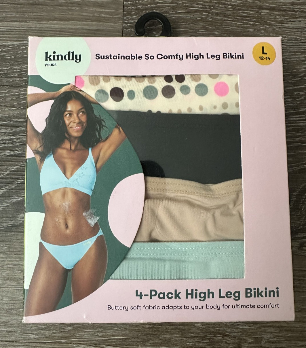 Kindly Yours Sustainable High Leg Bikini Panties Buttery Soft Womens Large 12-14