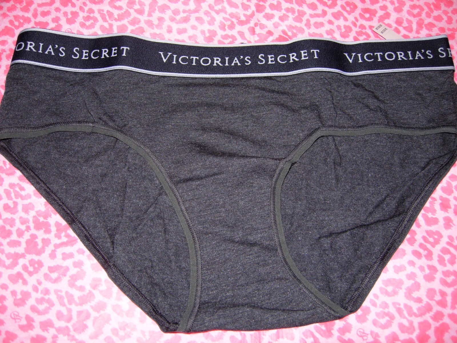 Victoria’s Secret Sexy Hiphugger Panties Smooth Classic Dark Gray Block LOGO NWT
