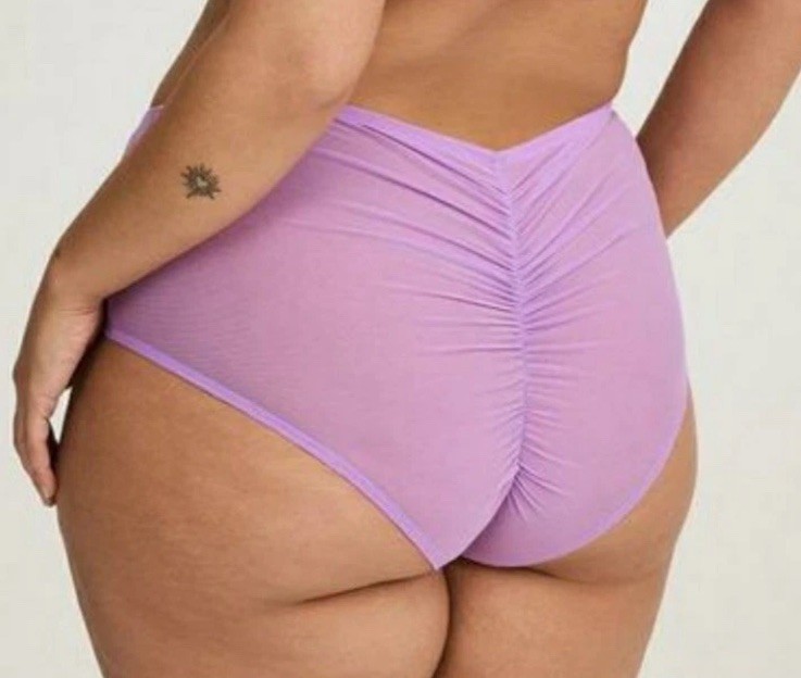 Torrid Purple Lavender Ruched Bow Sheer Mesh Cheeky Panty Plus Size 3 3X 22/24