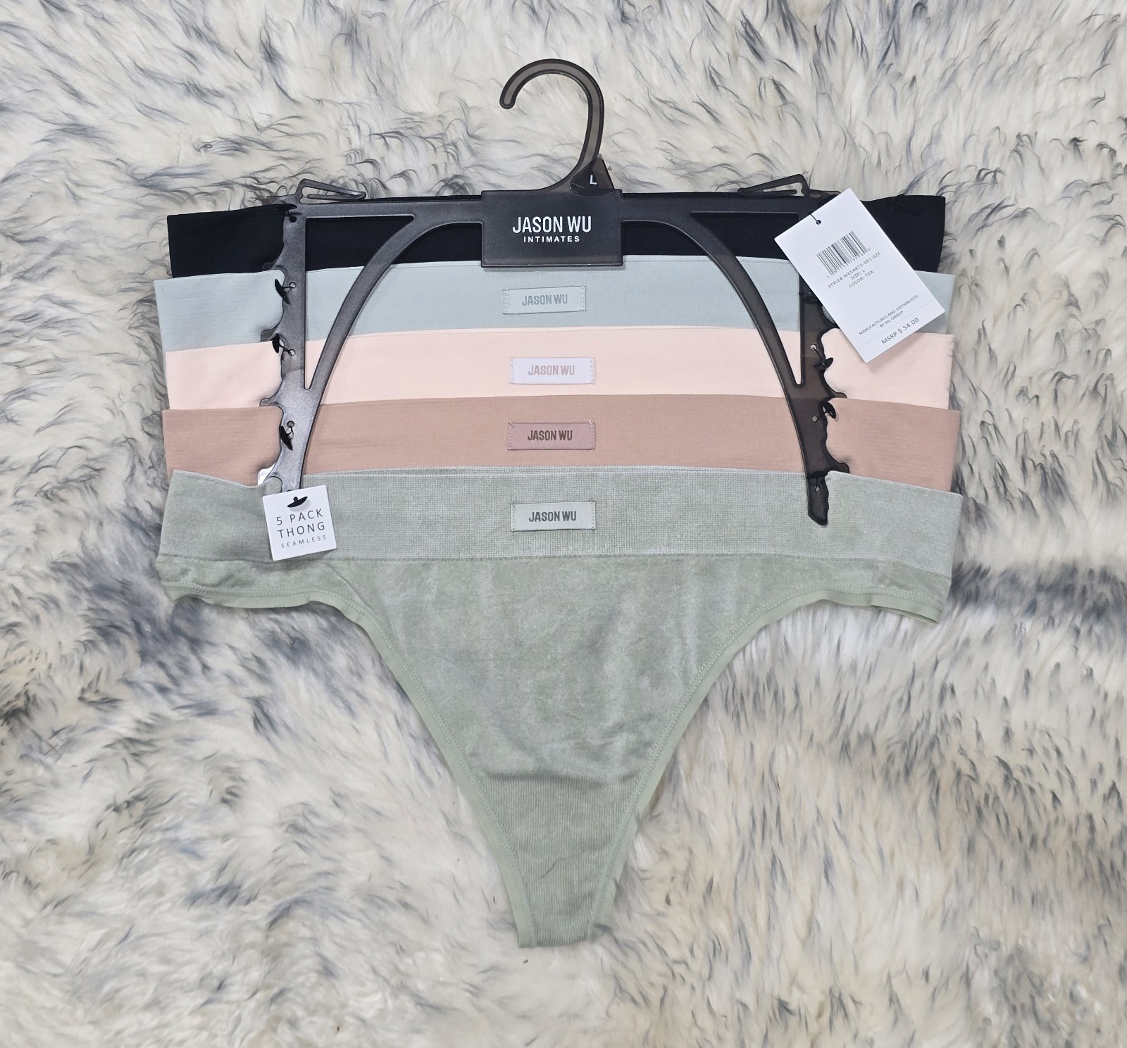 NWT JASON WU INTIMATES WOMEN’S TONG UNDERWEAR 5 PACK SEAMLESS MULTI Sz L