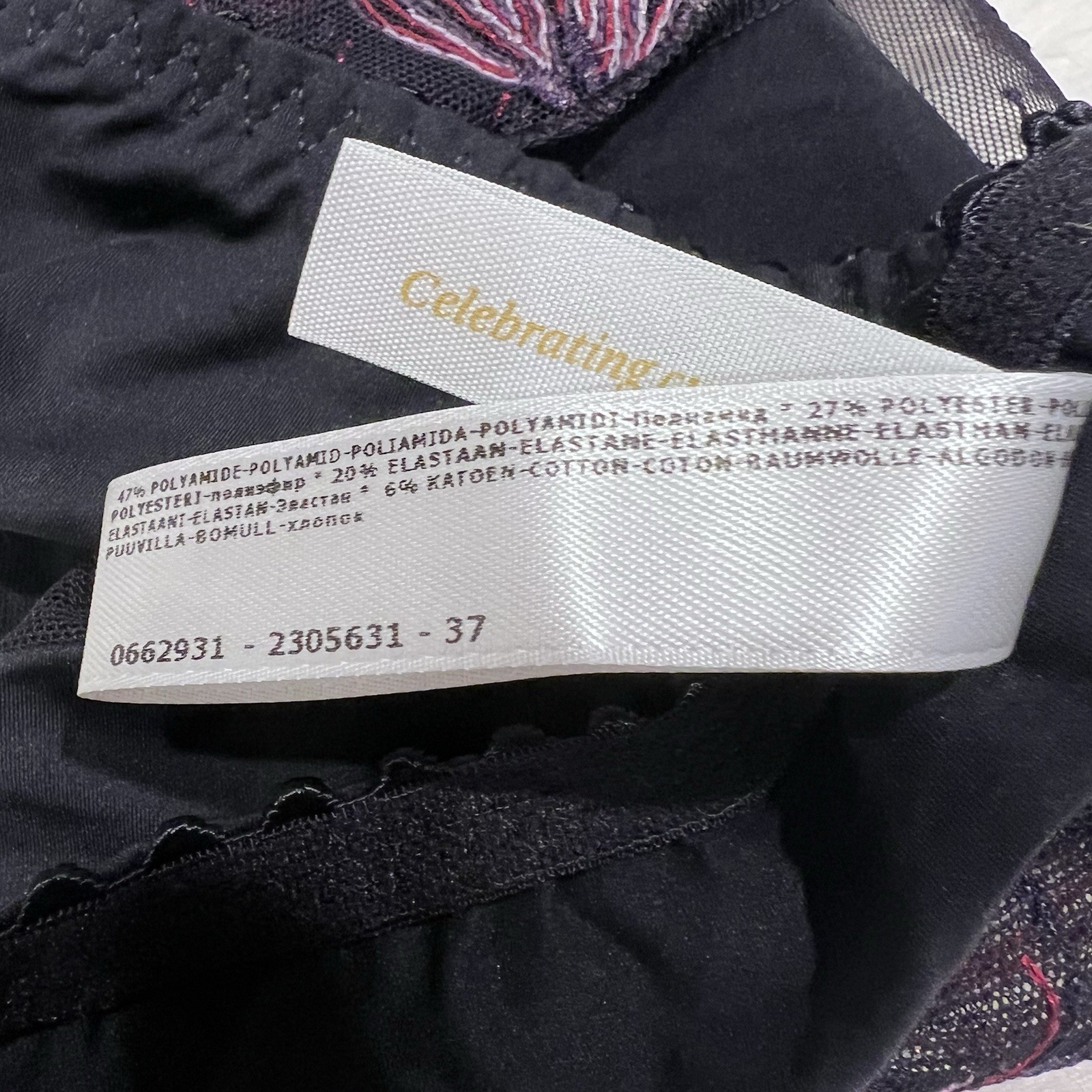 NEW Prima Donna Panties Sz 8 Fireworks Luxury Thong Embroidered Lace Black Pink