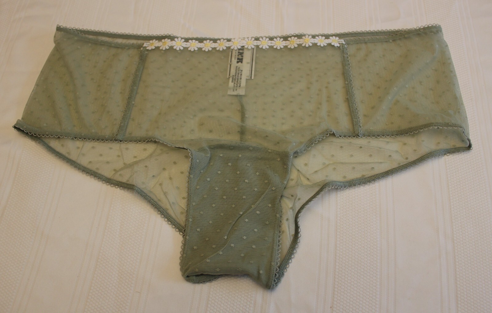 Victoria’s Secret Pink Daisy Dot Mesh Wink Cheeky Panty – XL – Green Garden