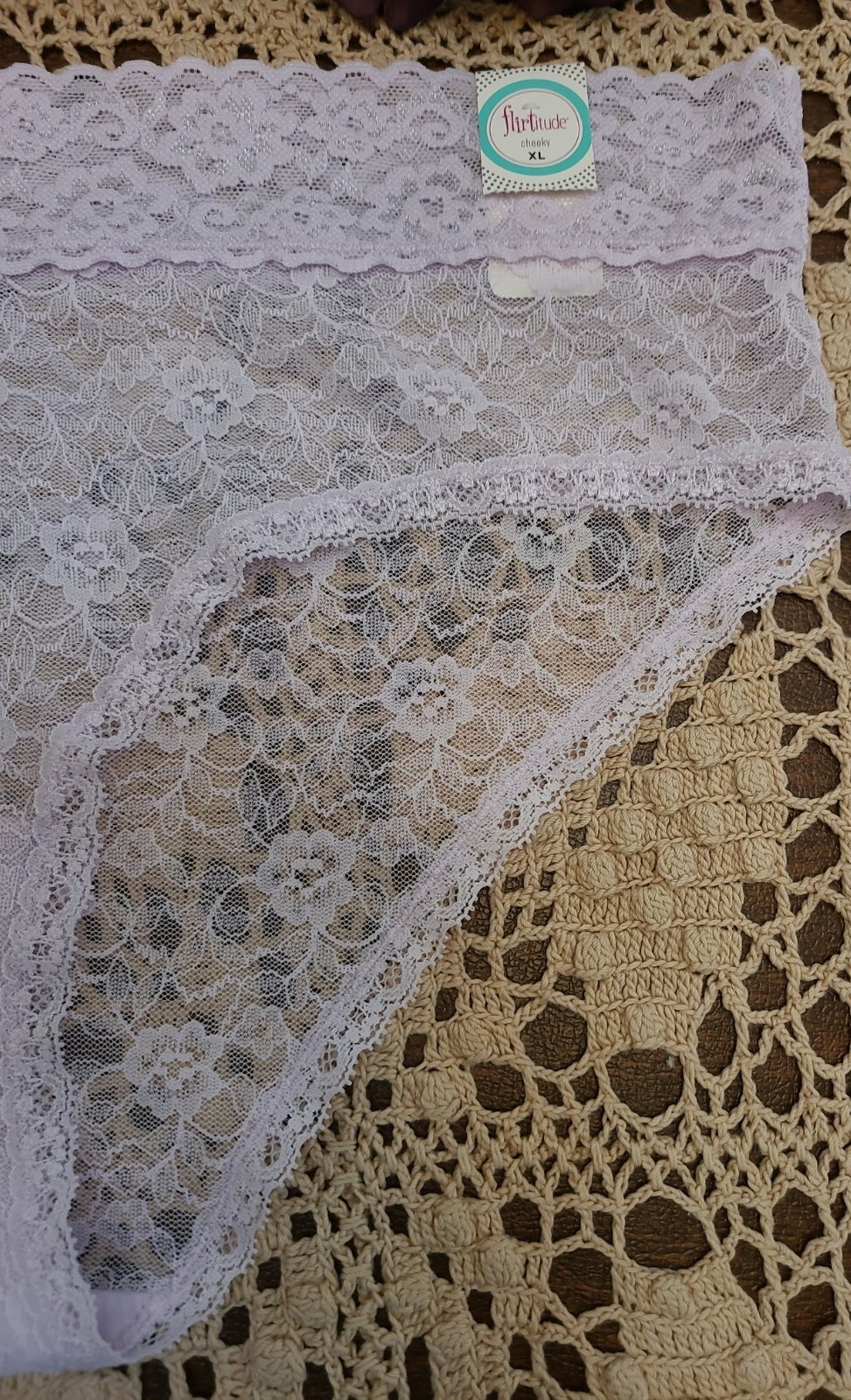 8/XL FLIRTITUDE SeXy See Thru Peek a Boo ChEEky Lace Panties ~ NWT