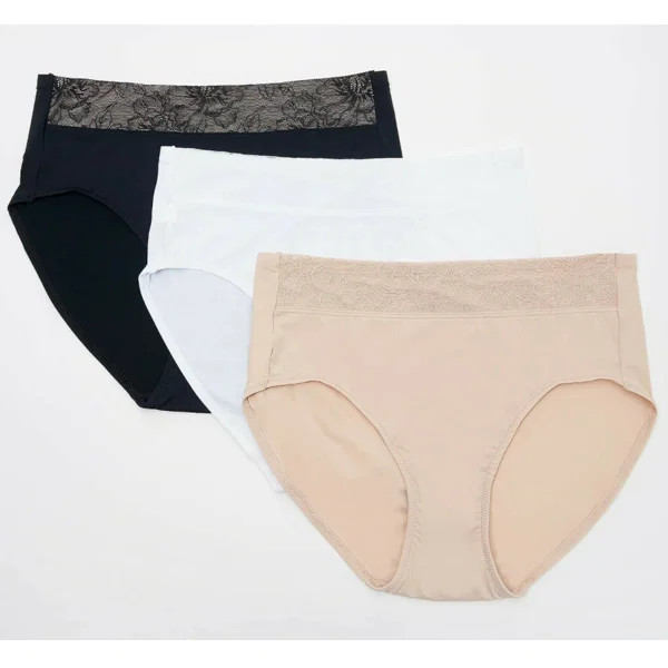 Breezies 3-pack Lace Essentials Hi-Cut Brief Panties Basic