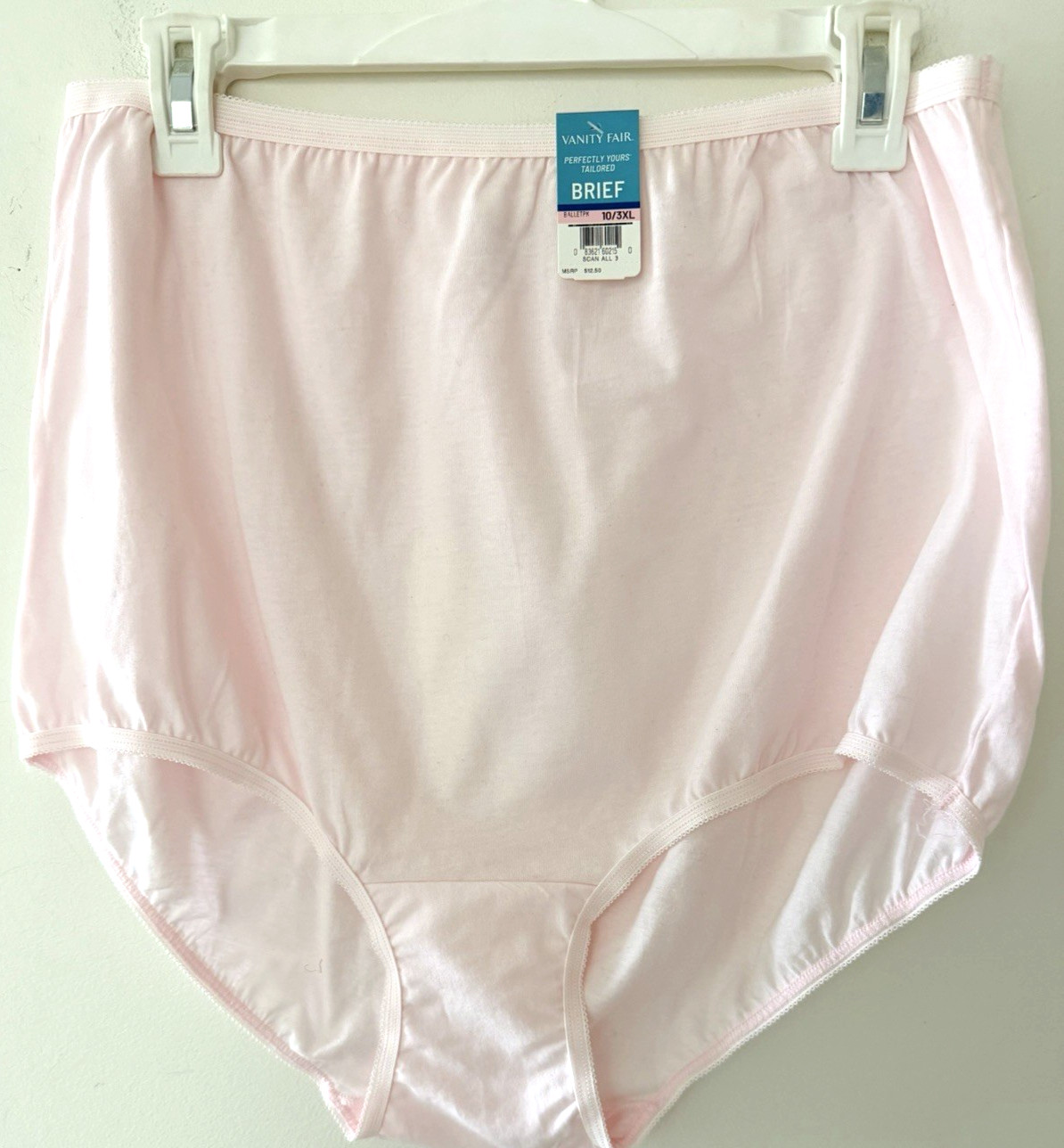 Vanity Fair Perfectly Yours Tailored Cotton Brief 15318 Pink/YellowY 10/ 3XL NWT