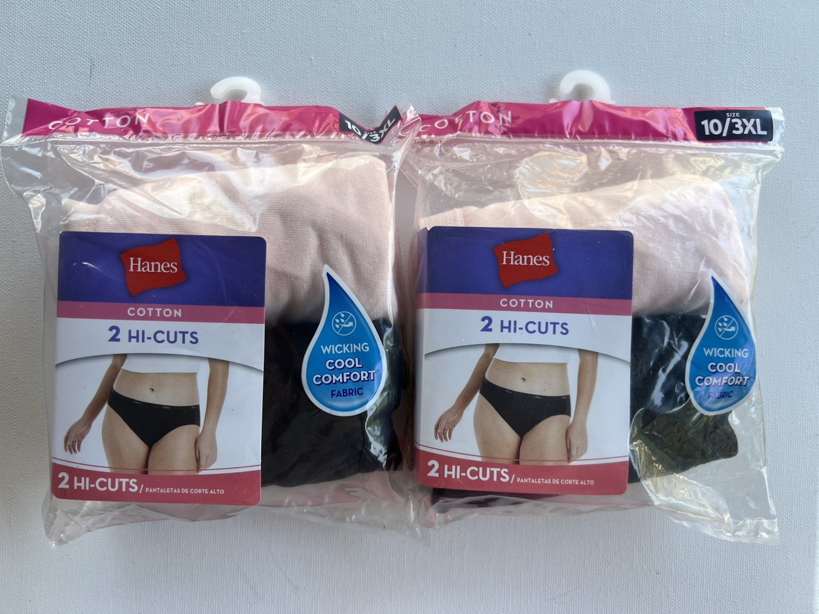Womens Hanes Cotton Hi-cuts 2 PACK (Size 10/3XL) 2 PACKAGES New And Sealed
