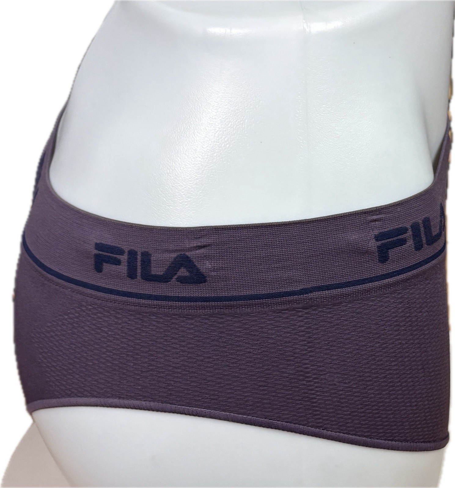 Fila L Purple-Navy-Gray Striped Name Logo Waistband Seamless Hipster Panties 3Pk