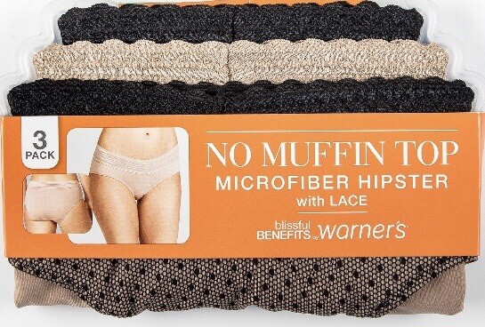 Lot Of 6, Warners No Muffin Top Hipsters With Lace, Size 7/Large, NWT
