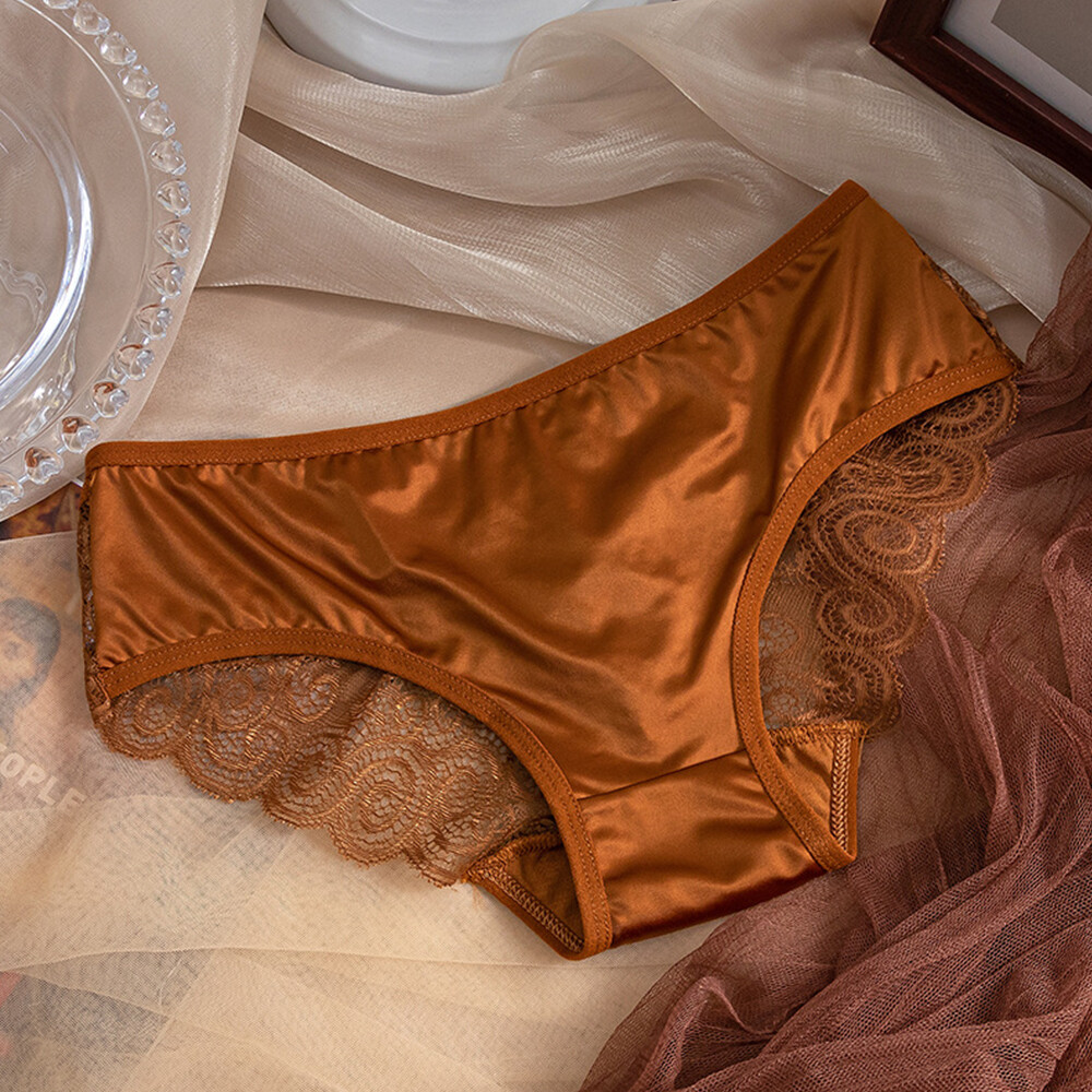Satin Briefs G-string Lace Panties Thongs Underwear Hollow Breathable 8 PCS