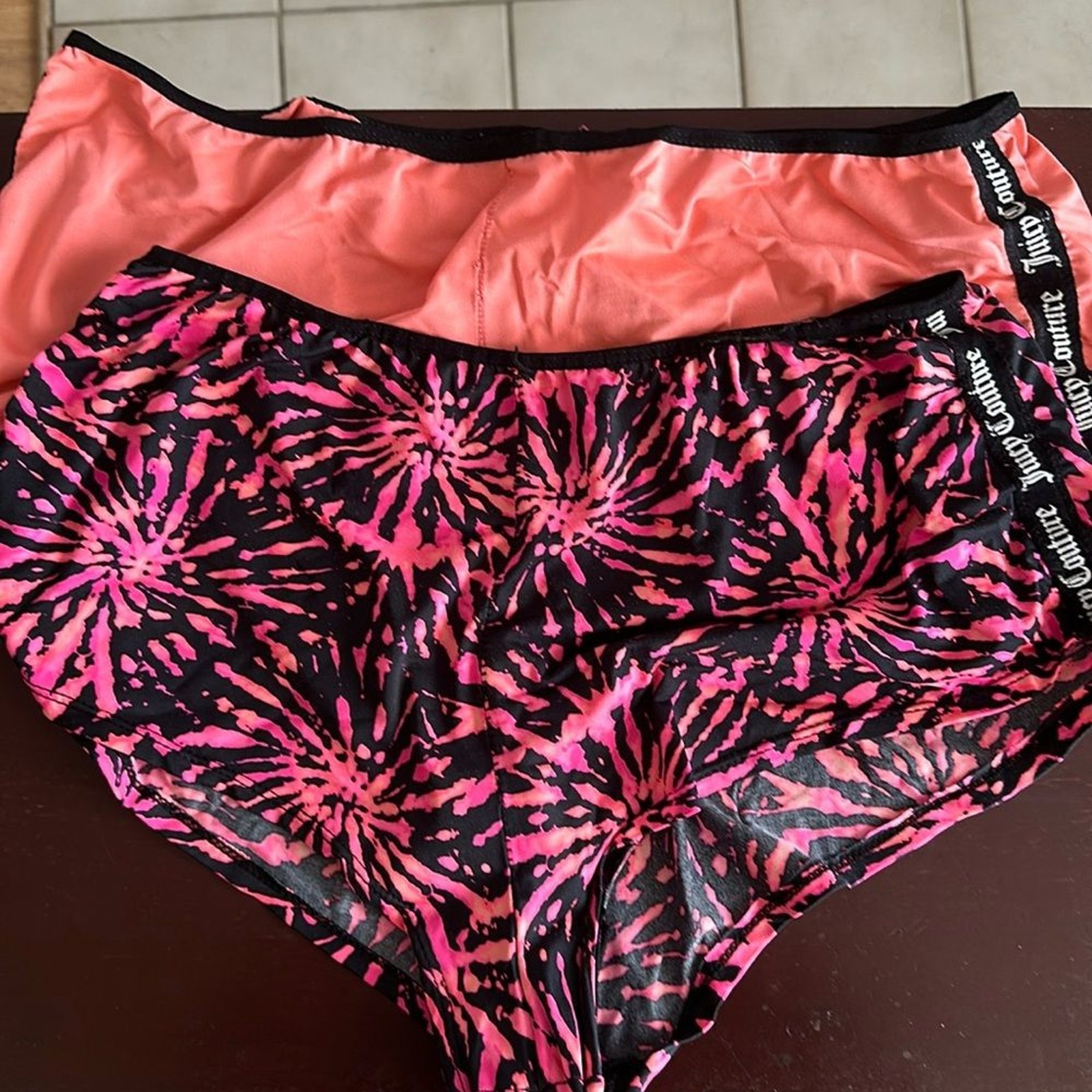 Juicy Couture Briefs Women’s 1XL Pink/Black Orange/Black Logo Underwear