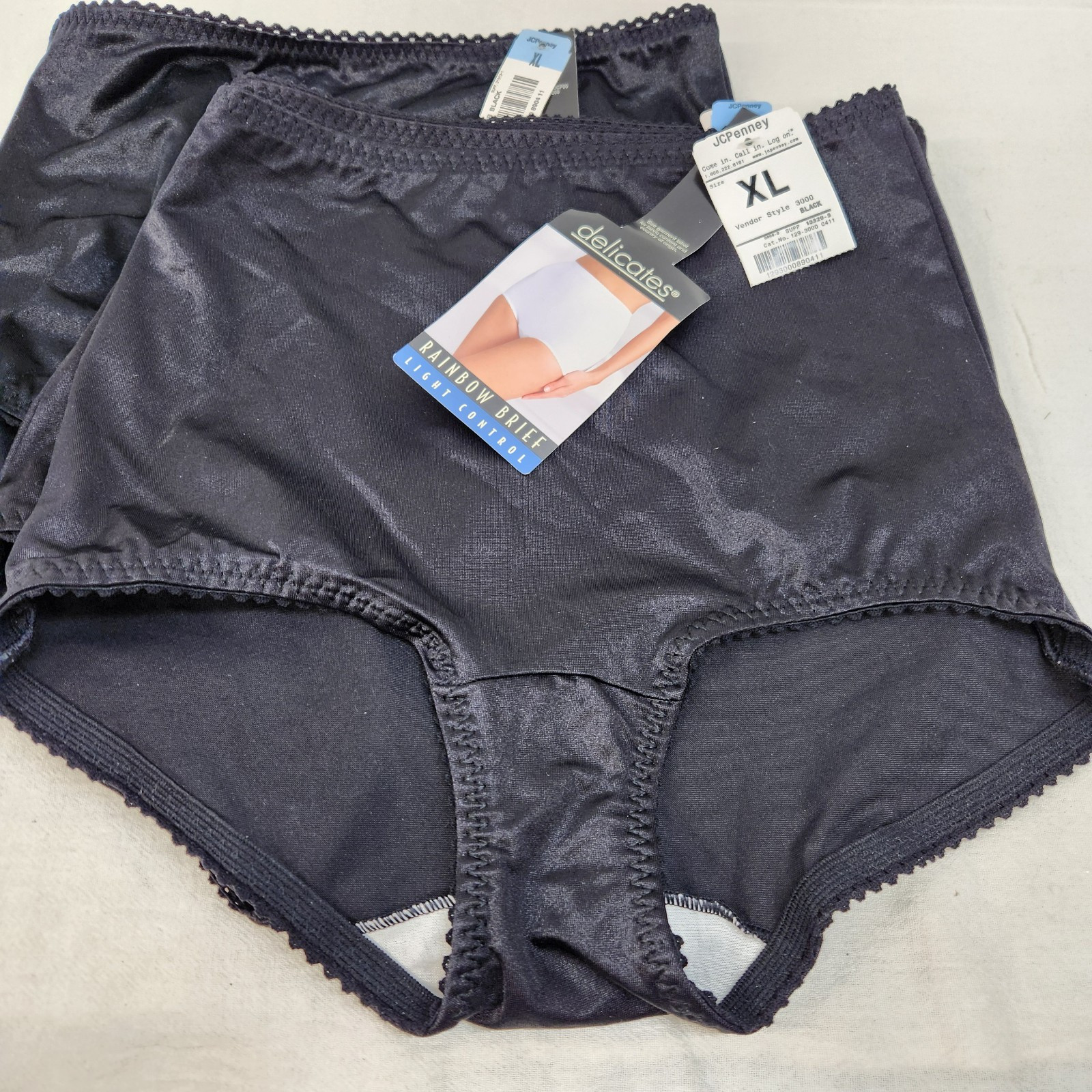 NEW 3 Pair Delicates Rainbow Light Control Briefs Black Panties Women Ladies XL