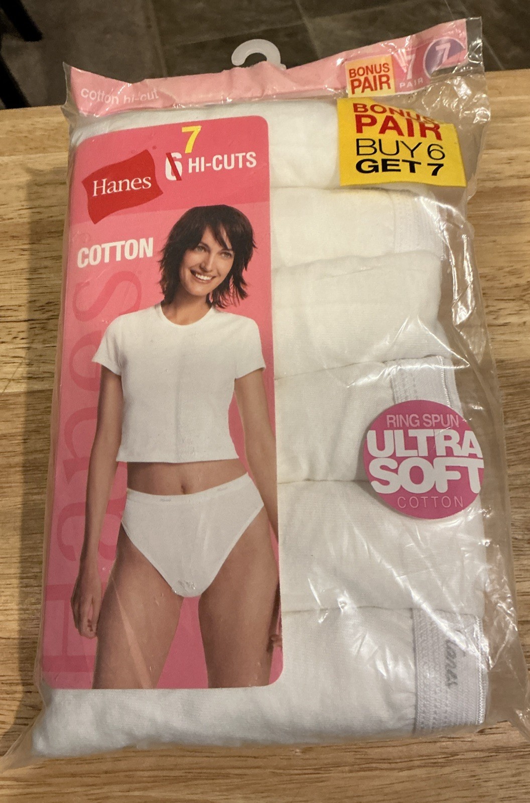 NOS 2006 Hanes Hi Cut Cotton Underwear 7 Pack Womens Size 7 White NEW Sealed