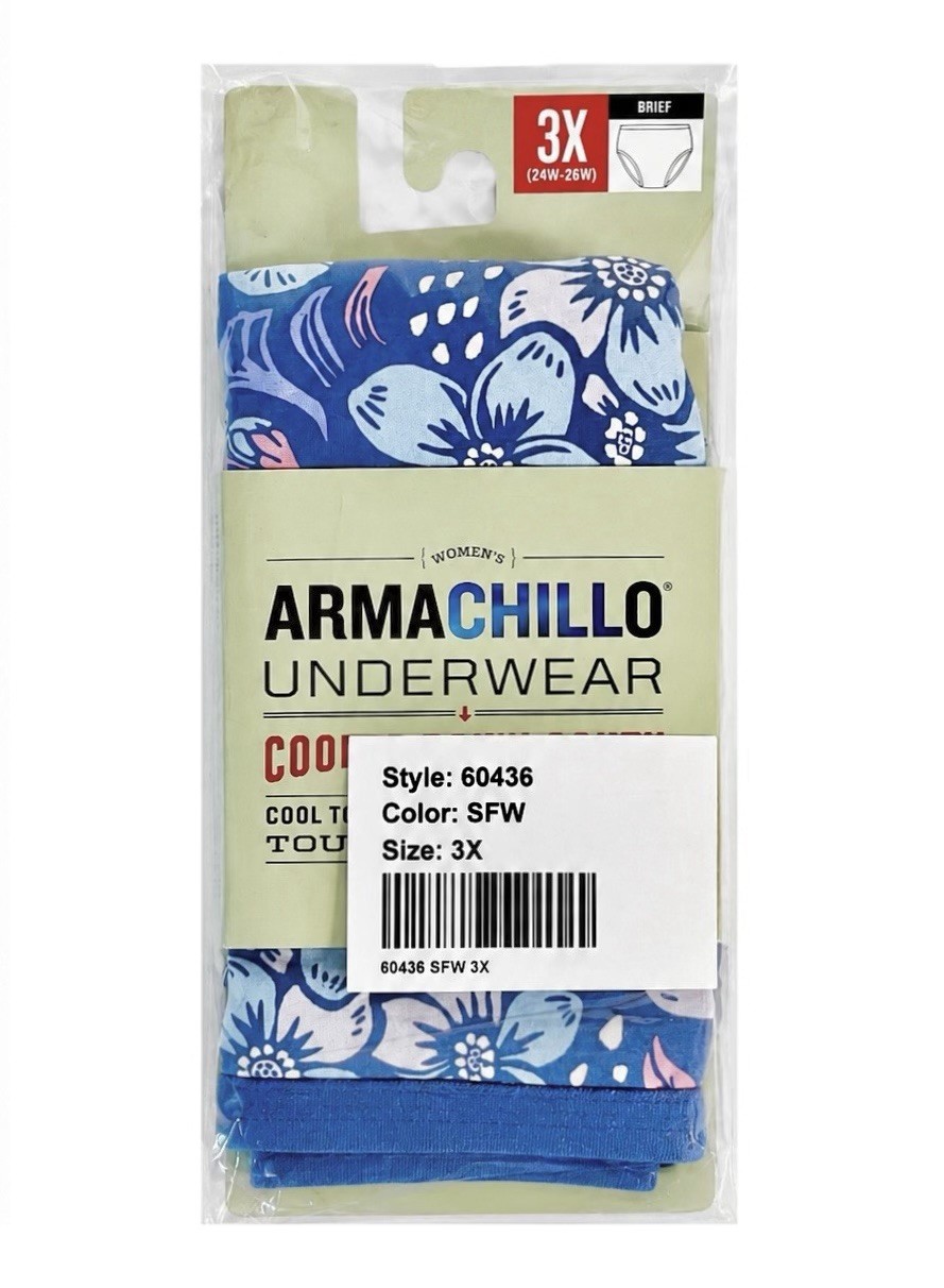 Duluth Women’s Armachillo Cooling Underwear Briefs /Blue Floral 3X (24w-26w) New