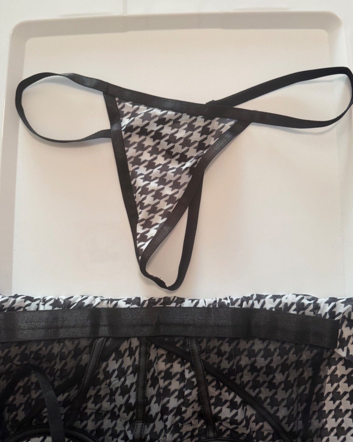 Lace Babydoll Black White adjustable strap M thong New