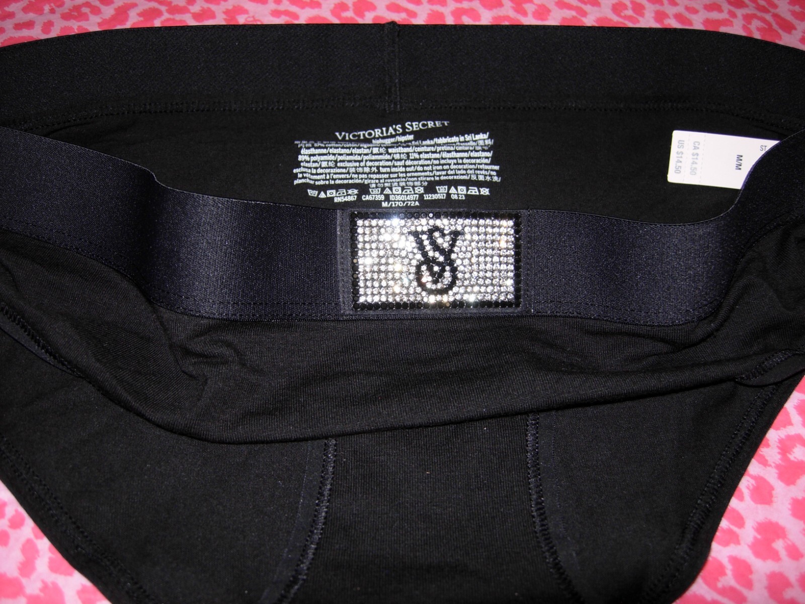Victoria’s Secret Sexy Shine Patch Hiphugger Panties Elegant Rhinestone Logo NWT