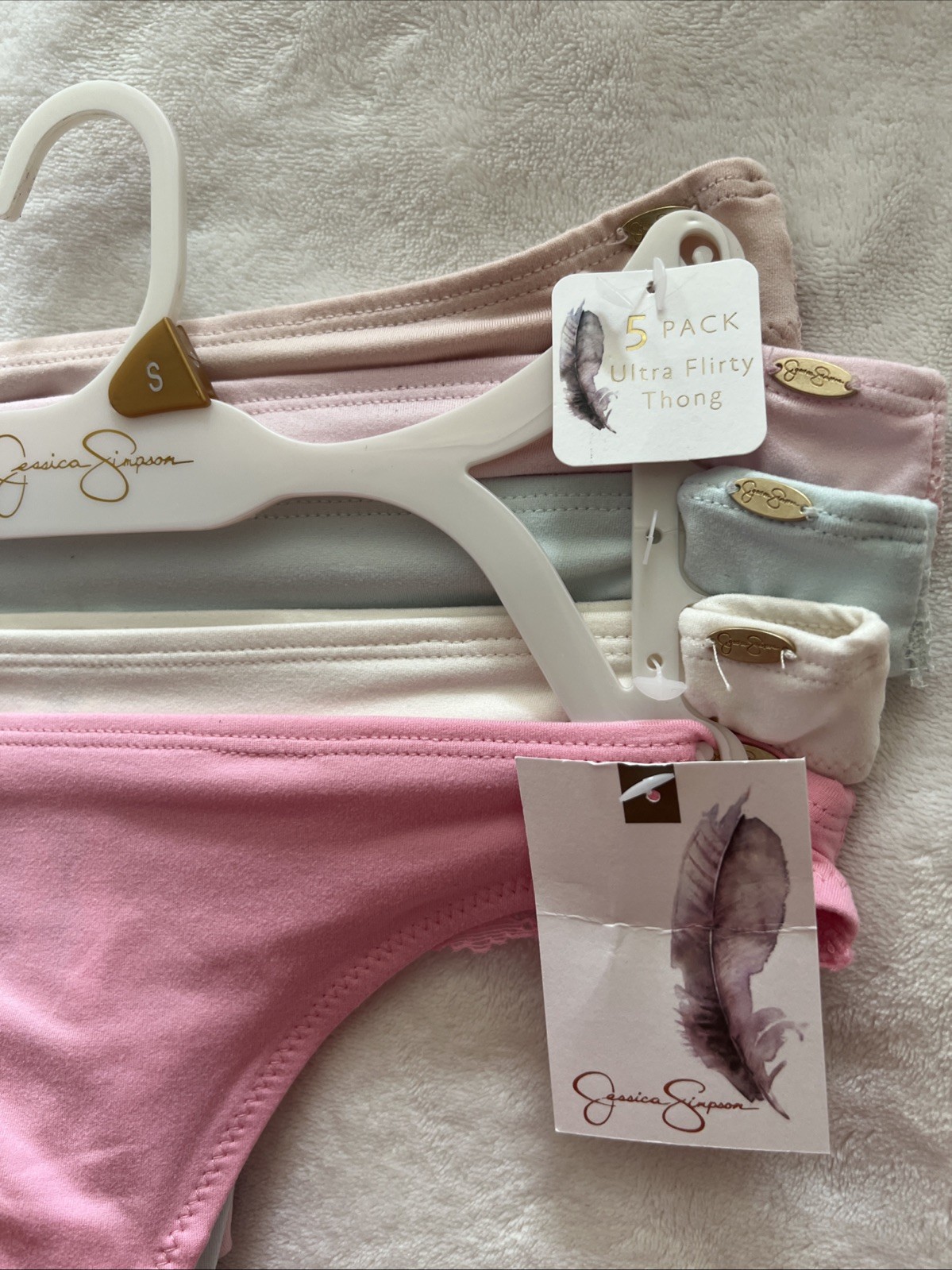JESSICA SIMPSON JS12090 ULTRA FLIRTY SOFT THONG PANTIES SOLID COLORS SMALL 5pk