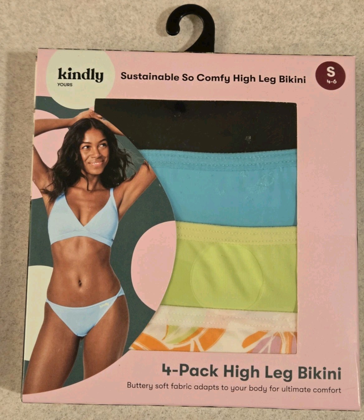 Kindly Yours Women’s SMALL 4-6 High Leg 4-PACK So Comfy Bikini Panties #10726