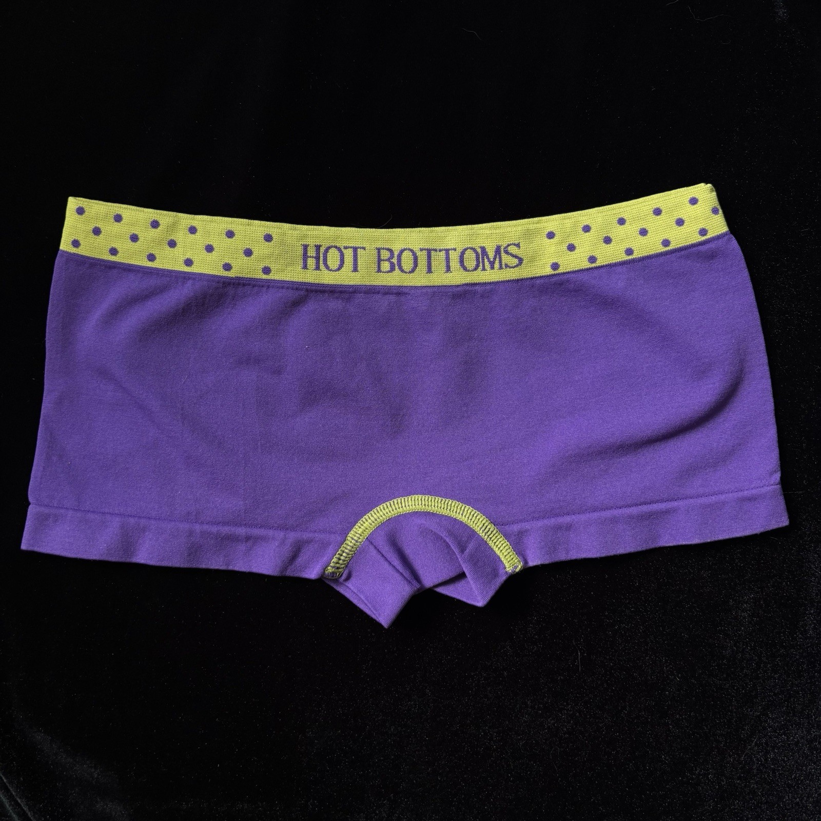 Vintage Y2K Boyshort Panties S Purple Yellow Polka Dot Heart Stretch