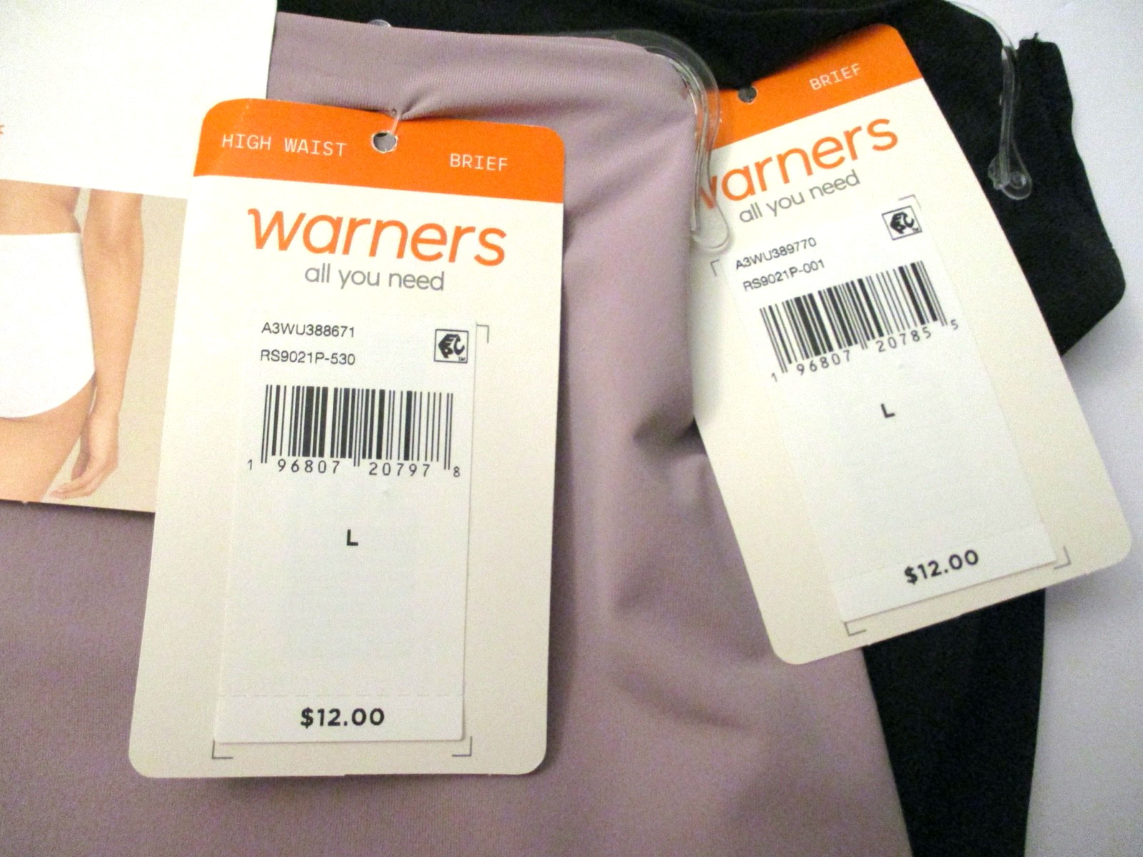 Warners Brief panties~2 pair high waist front smoothing size 7/L