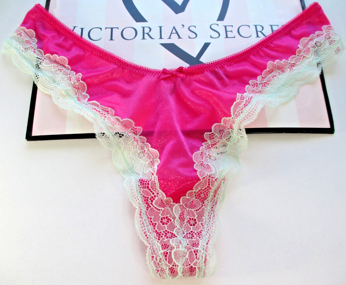 VICTORIA’S SECRET Tease High Leg Thong Panty S M L XL Pink Shine NWT Lace Trim