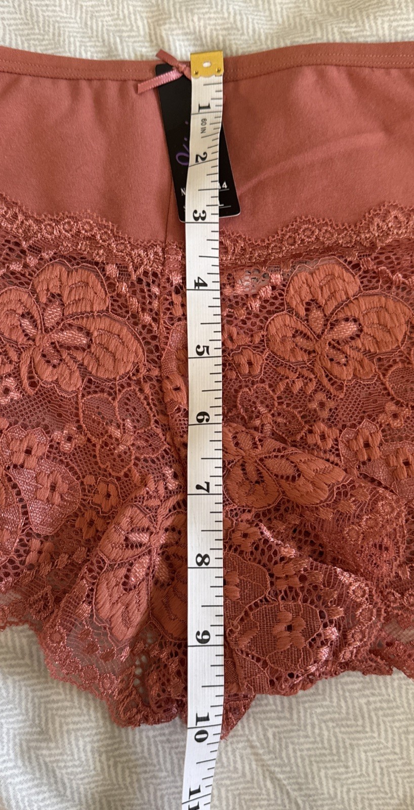 New Vision Intimates Sexy Rose Lace Boyshort Panties Size XL Elastic Top Nylon