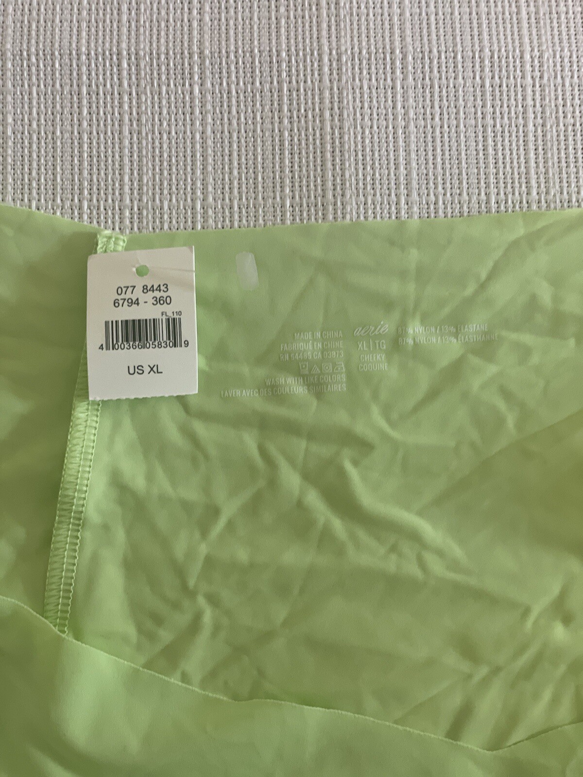 Set Of 2 AERIE Cheeky Pantie/Underwear Size XL Neon Green