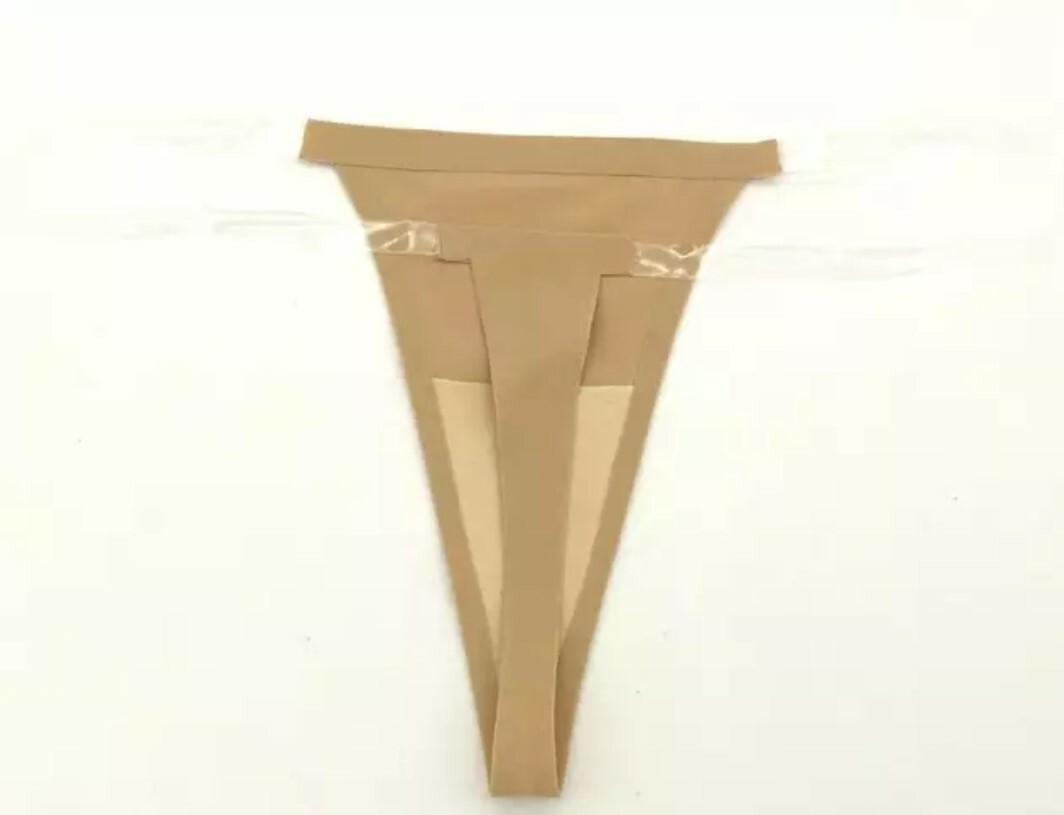 C string thong panty Strapless, clear Straps thong panty and double tape