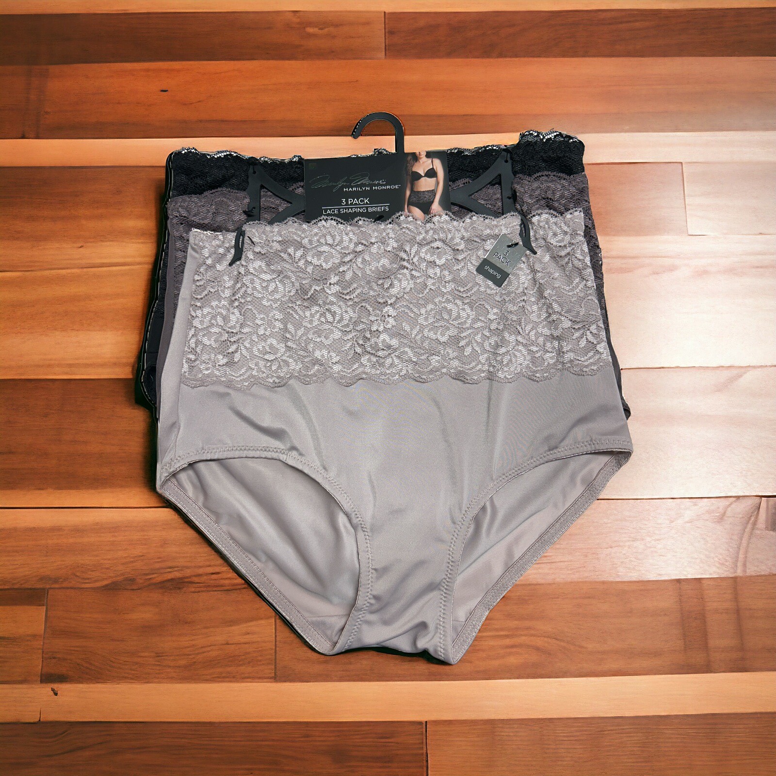 Marilyn Monroe 3pc MM7305 Lace Shaping Briefs~2X~Double Layer~ Tummy Panel $42