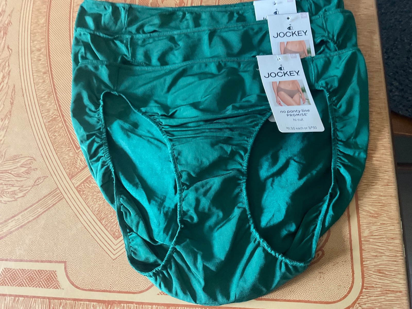 Jockey No Panty Line Promise Dark Green Hi-Cut Panties- Set of 3- 6-NWT