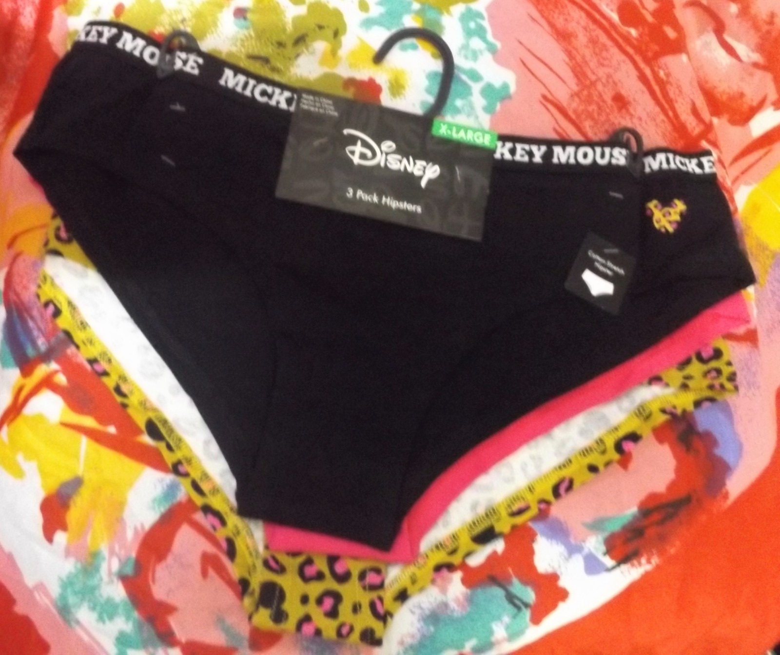 3 DISNEY BRIEFLY STATED 43MK901W1HZA MICKEY MOUSE COTTON BOYSHORT PANTIES XL