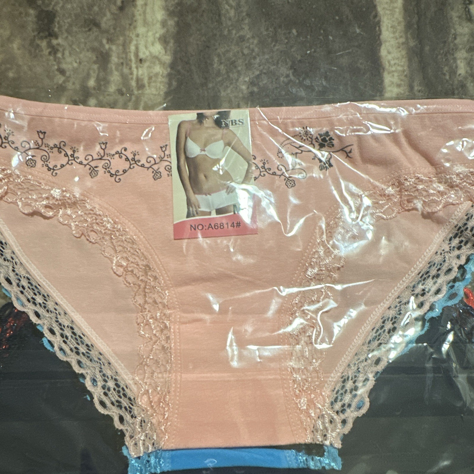 NBS Women’s Lace Trim Floral Brief Panties Pink/Red 5 Pack Size M A6814#