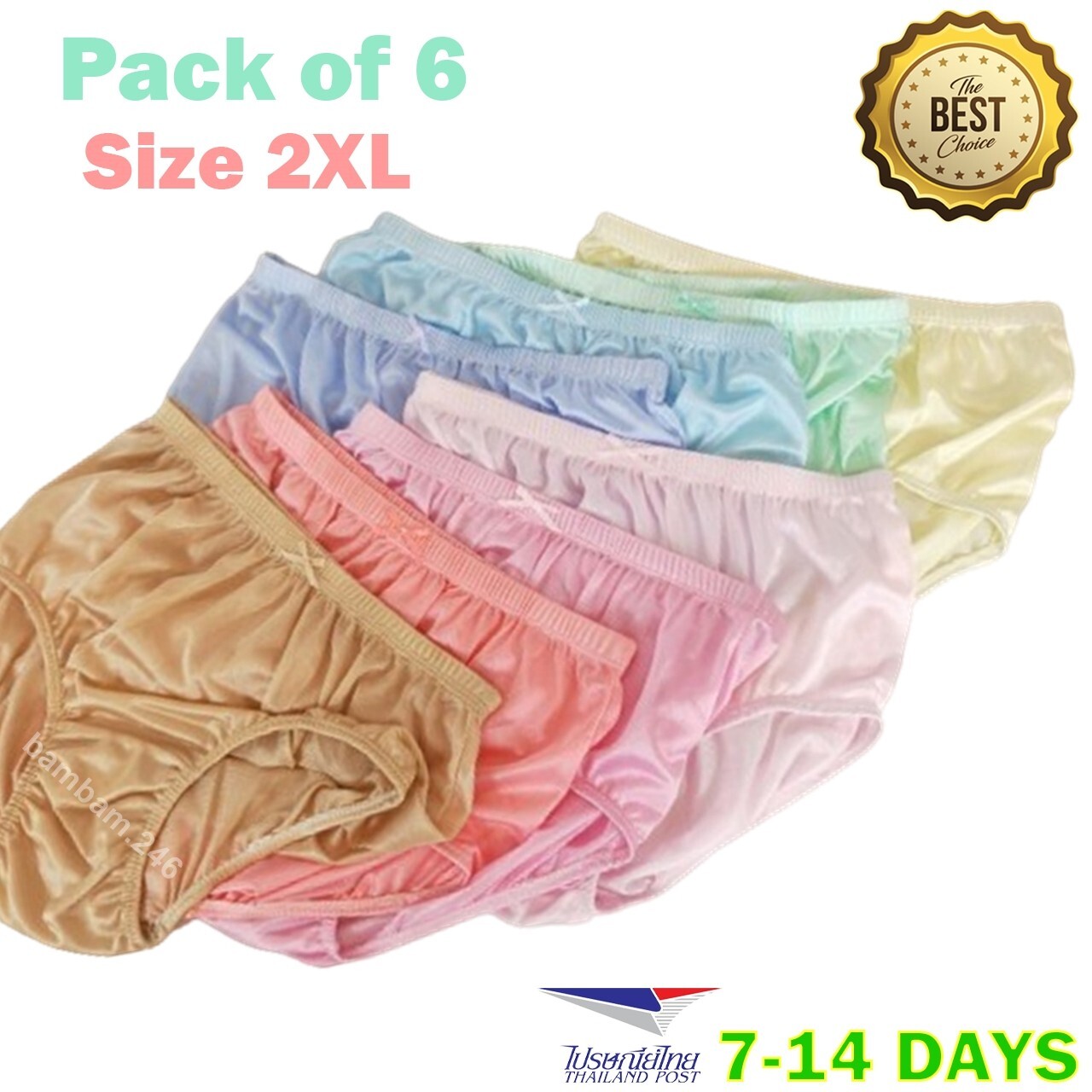 6x VTG Style Silky Soft Nylon Underwear Shiny Classic Plus Size 2XL High Waist P