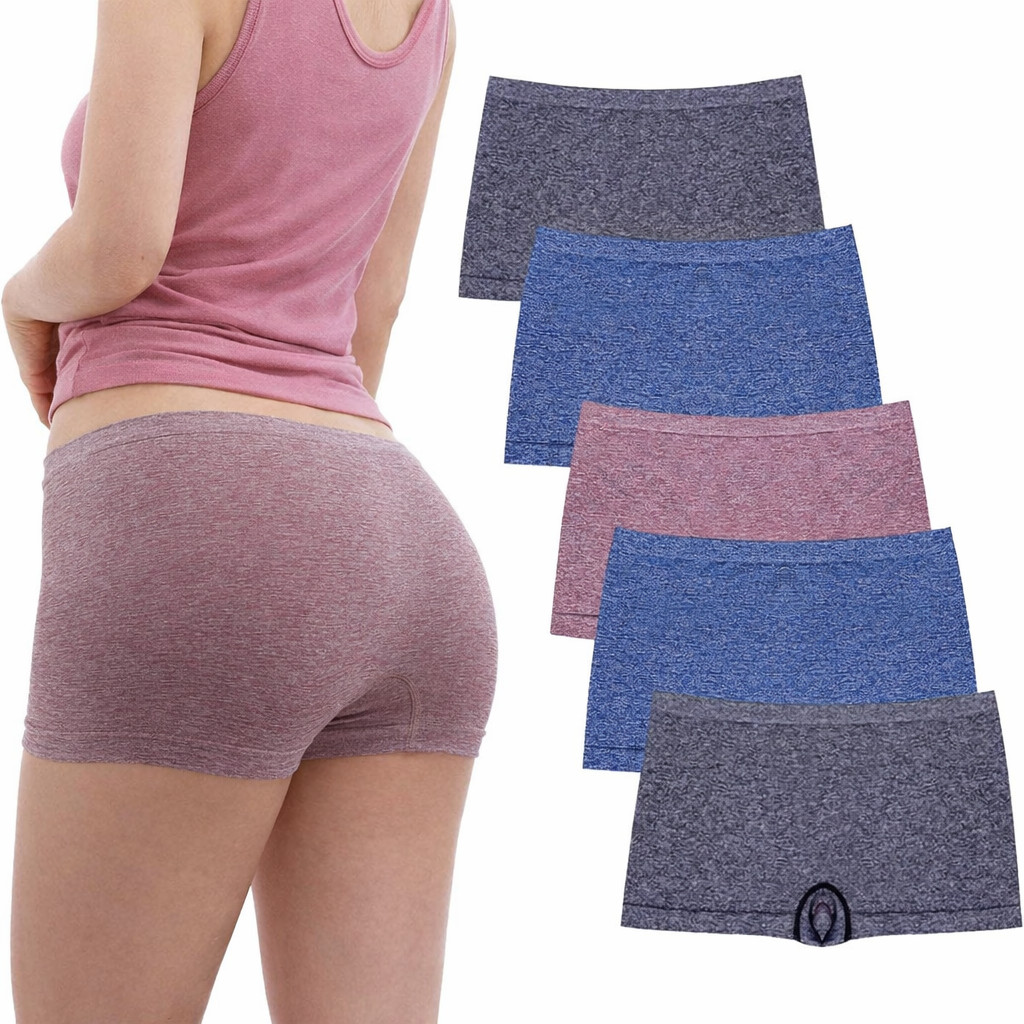 Women Seamless Boyshort Underwear 5 Pack Soft Stretch Panties S M L XL