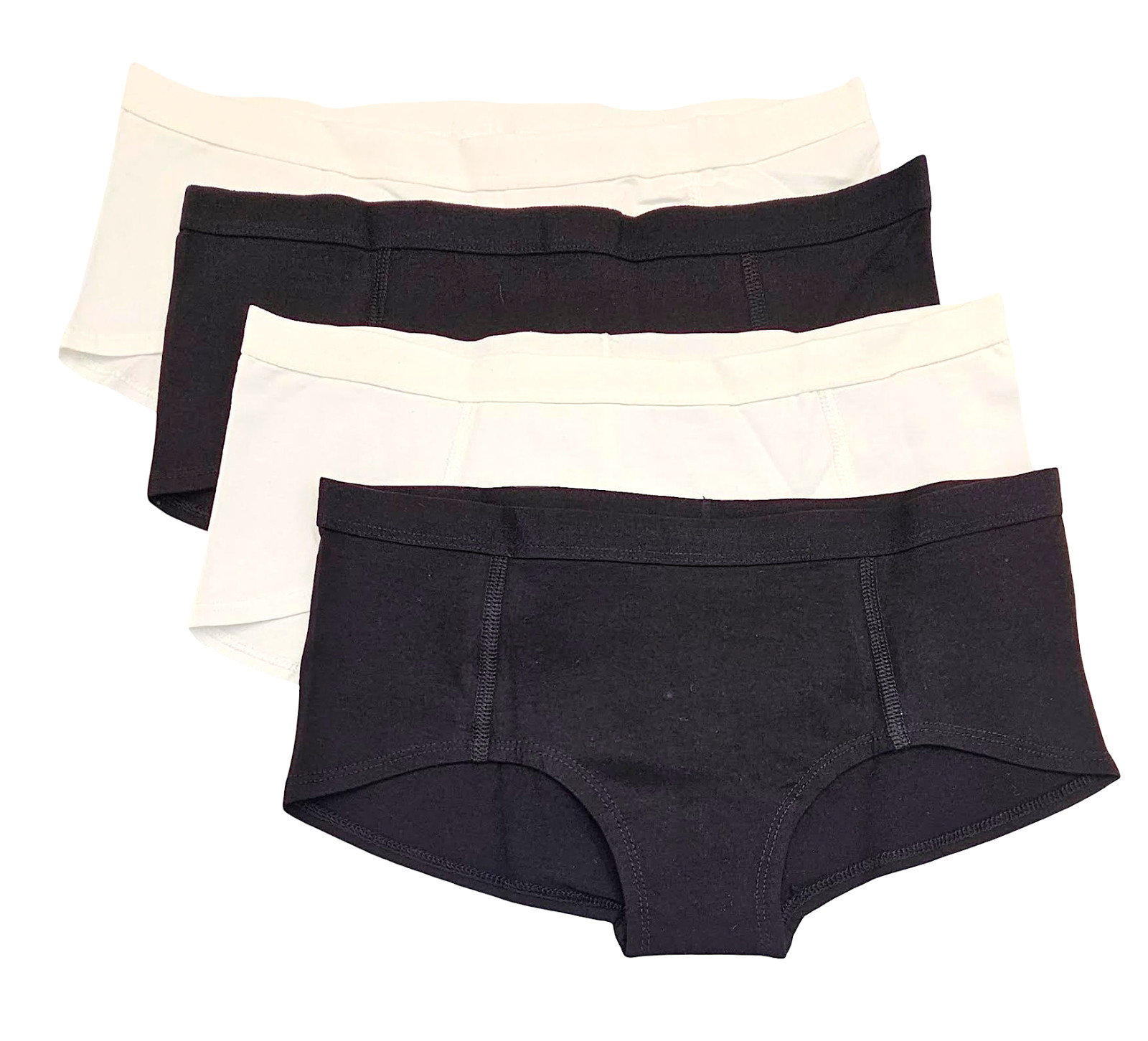 PACT Organic L44024 Womens Assorted Cotton Boyshorts 4-Pack Panties Size XS