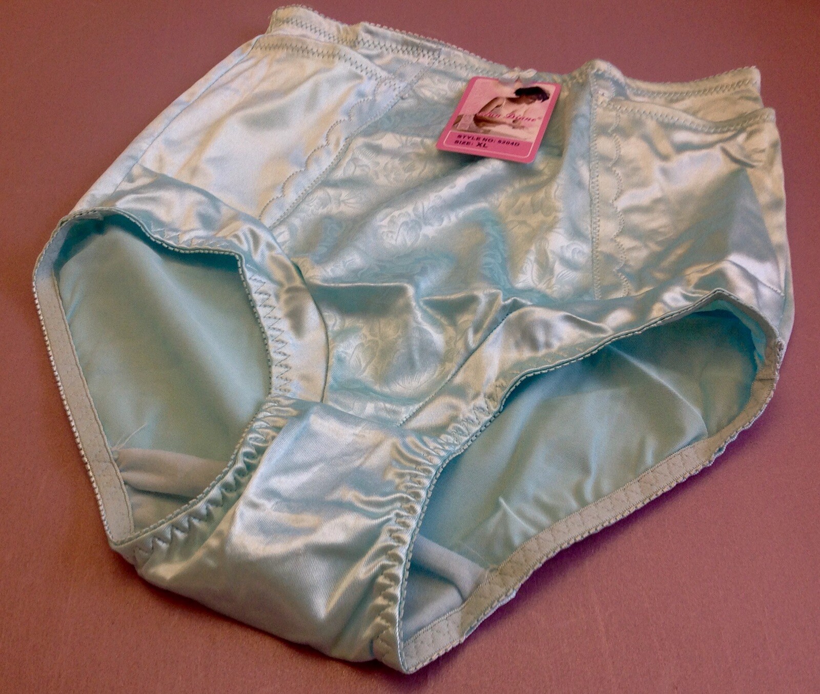 Women Control Panties,Breifs ANNE DIANE Size XL Satin Blue Soft Silky