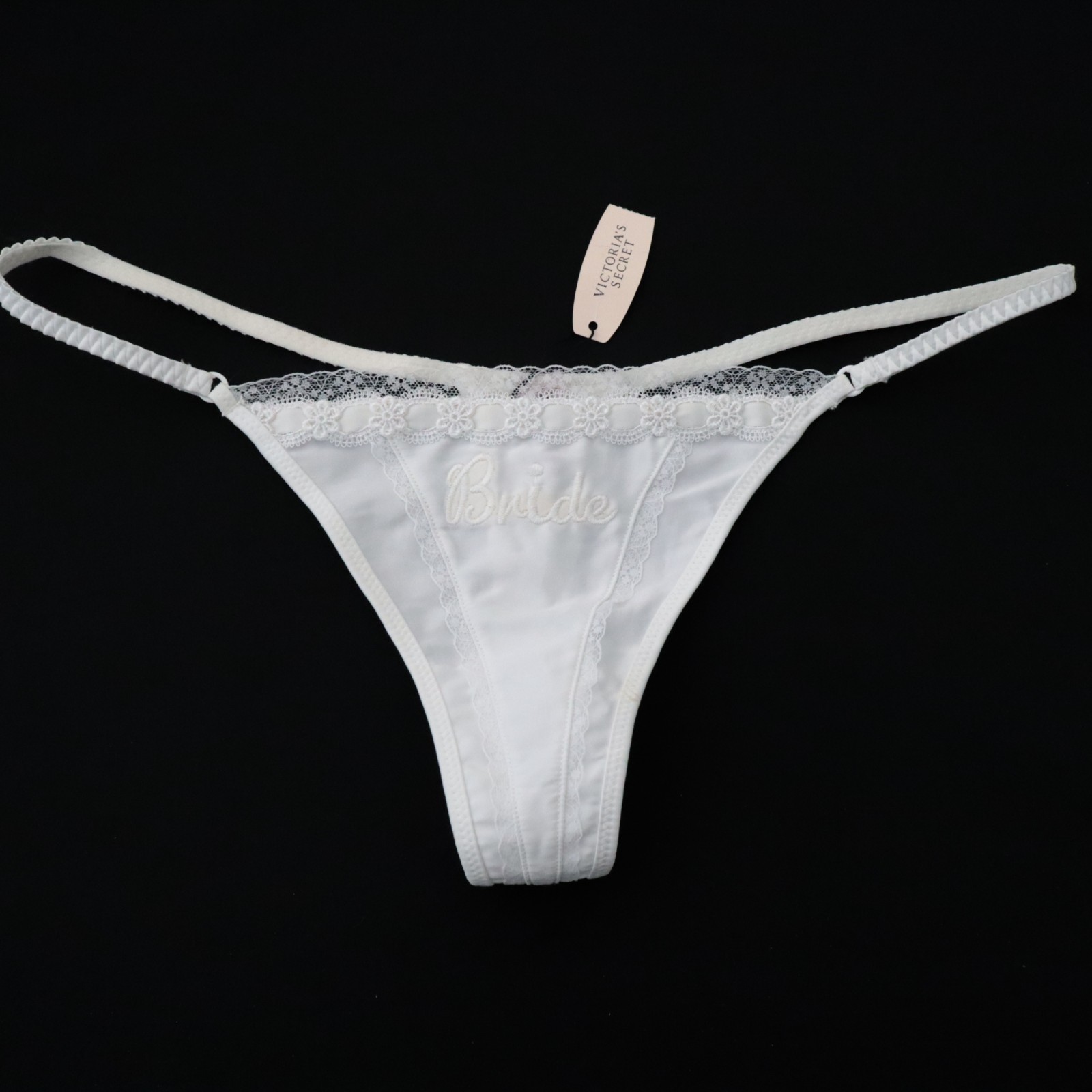 NEW Victoria’s Secret VTG Y2K Bride Satin Angels V-String Thong Panty LARGE