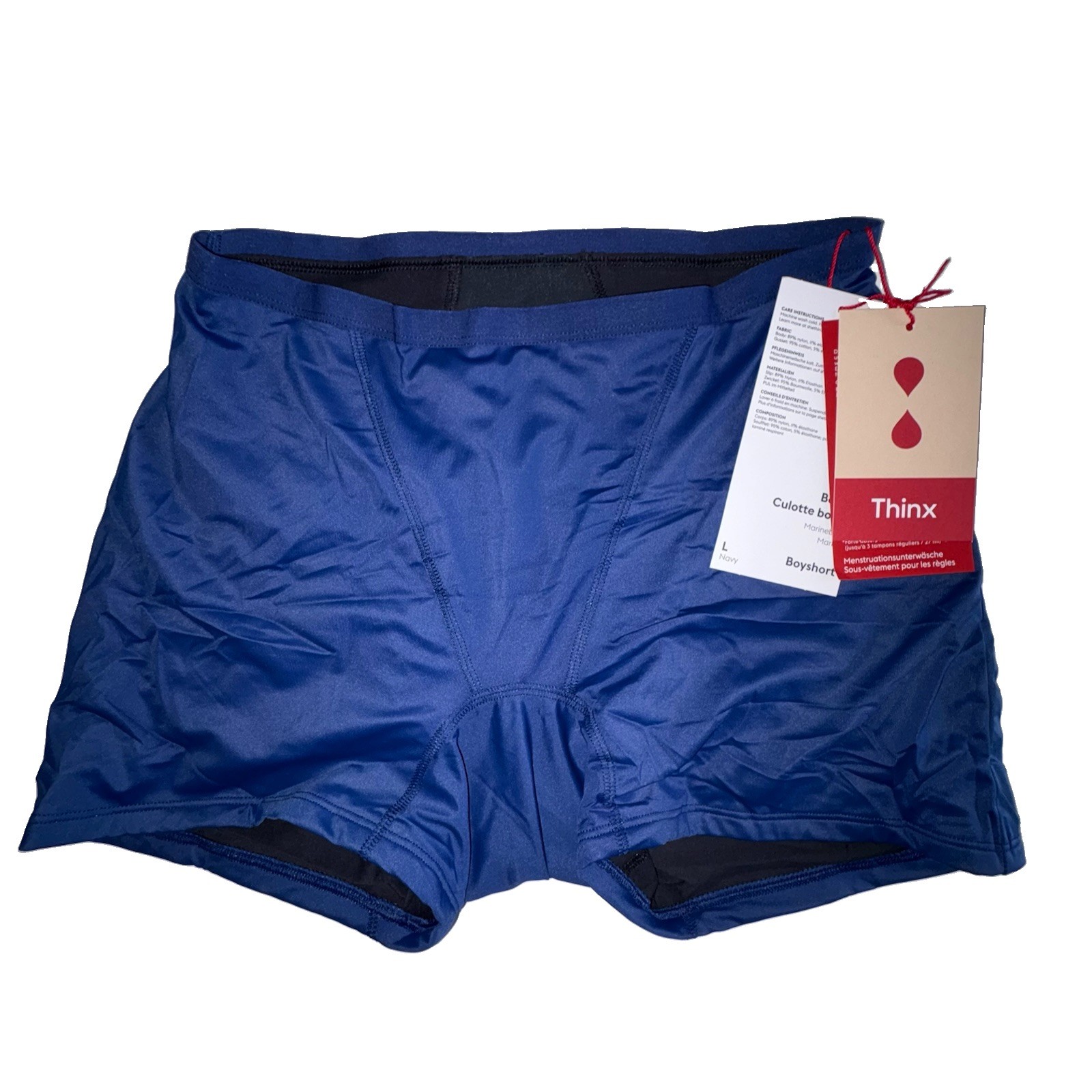 Thinx Navy Blue Boxer Boyshort Leakproof Underwear Womens Size Large NEW