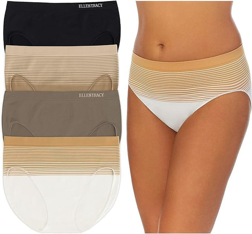 Women’S High Cut Brief Panties Breathable Seamless Underwear 4-Pack Multipack (R