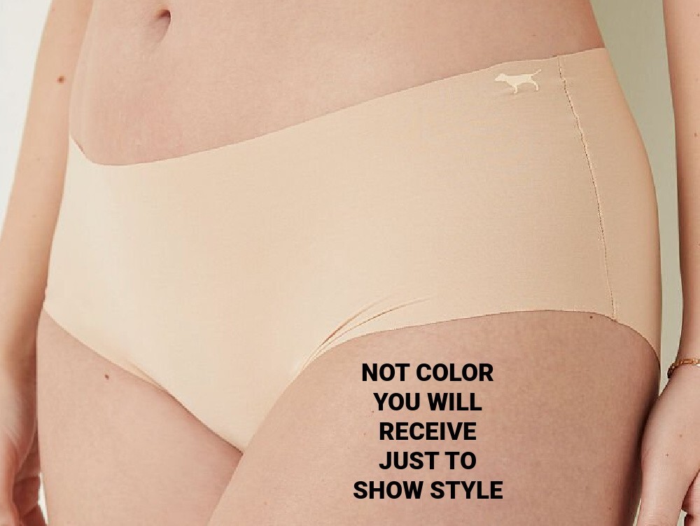 M NOSHOW Dark NOIR Black Stretch Victorias Secret PINK Boyshort Brief Pantie