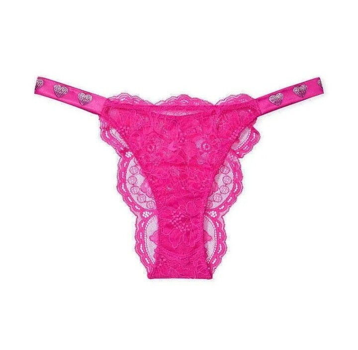 V.S.Shine Strap Silver Heart A S Brazilian Lacie Panty-(Fuchsia Frenzy)-M