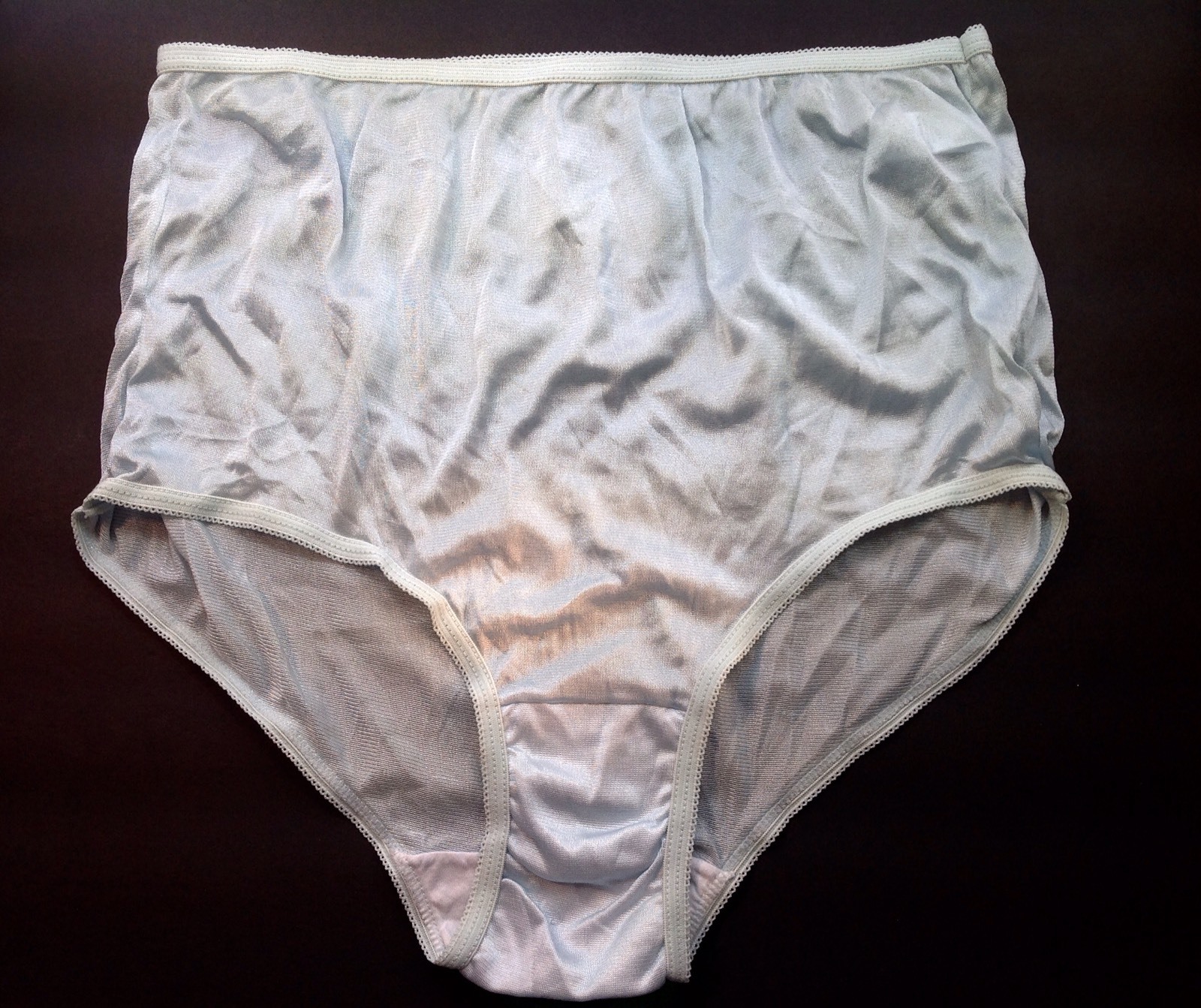Women Panties,Briefs Size 8 Bright Blue Satin Soft Nylon W/Decoration