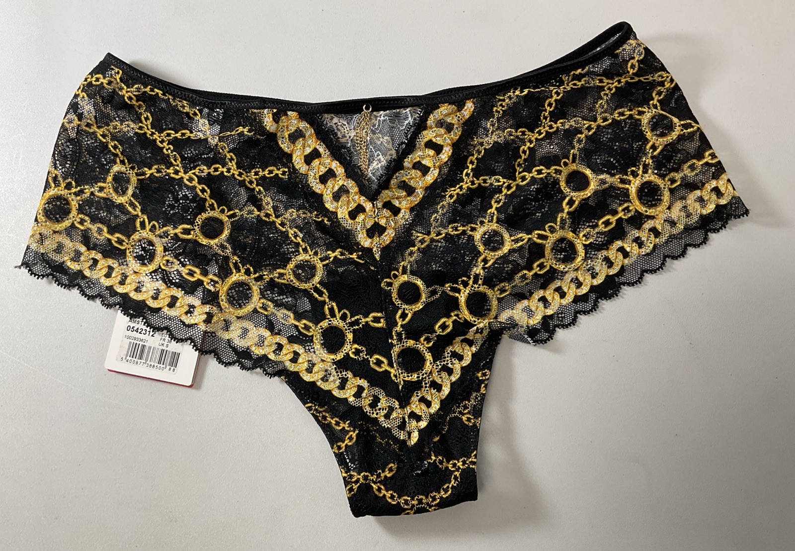 Prima Donna Twist Lace Panties – Black & Gold – UK Size Small (US 6-8) – New