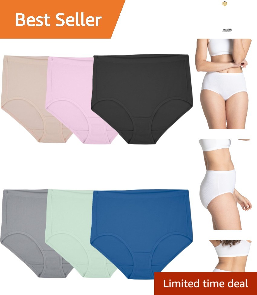 Elegant Comfort: Women’s Breathable, Moisture-Wicking Plus Size Briefs – 6 Count