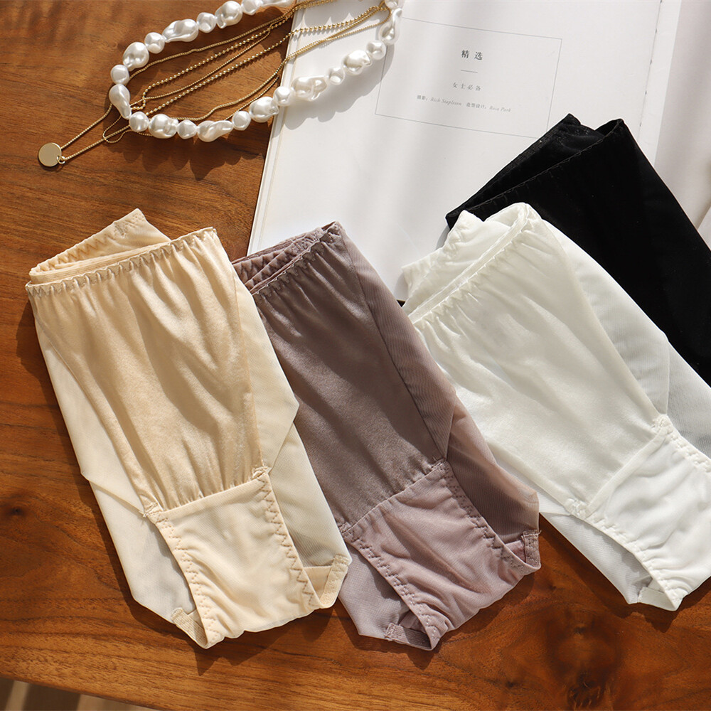 2pcs Women’s Underwear With Mesh 100 Mulberry Silk Stitching Sexy Briefs Classic