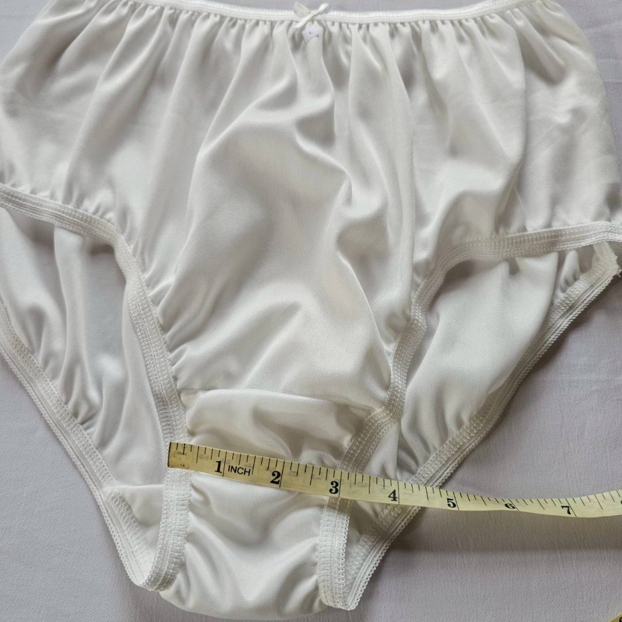 6pcs Underwear Nylon Panties Silky Soft Smooth Briefs High Waist 30″-36″ L/White