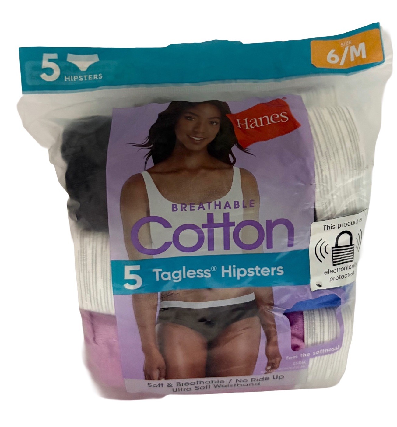 Hanes Women’s Breathable Cotton Hipster Underwear 5 Pack Size 6/M Tagless NEW