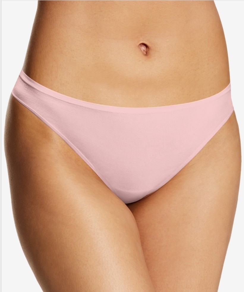 Maidenform Women’s Cotton Comfort Thong Underwear Dmcobk – Sheer Pale Pink 2XL/9