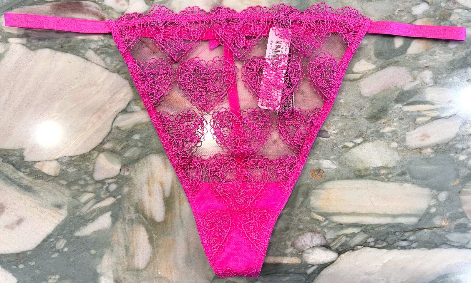 NEW Victoria Secret Very Sexy Heart Embroidery V-string Fuchsia Frenzy XL or XXL