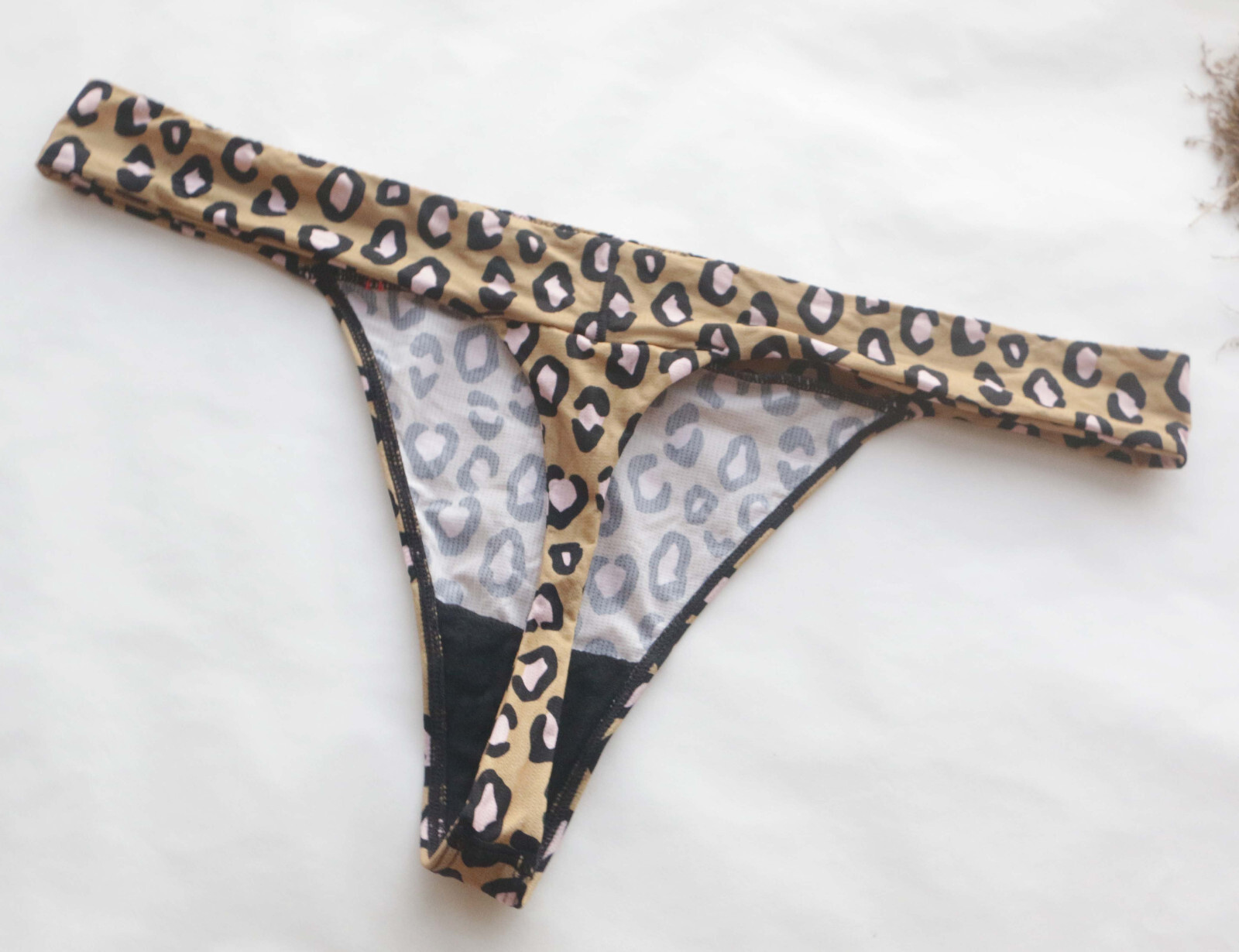 2PCS Women Sexy Thongs Leopard&Solid T-BACK Underwear Hipster G-string panties L