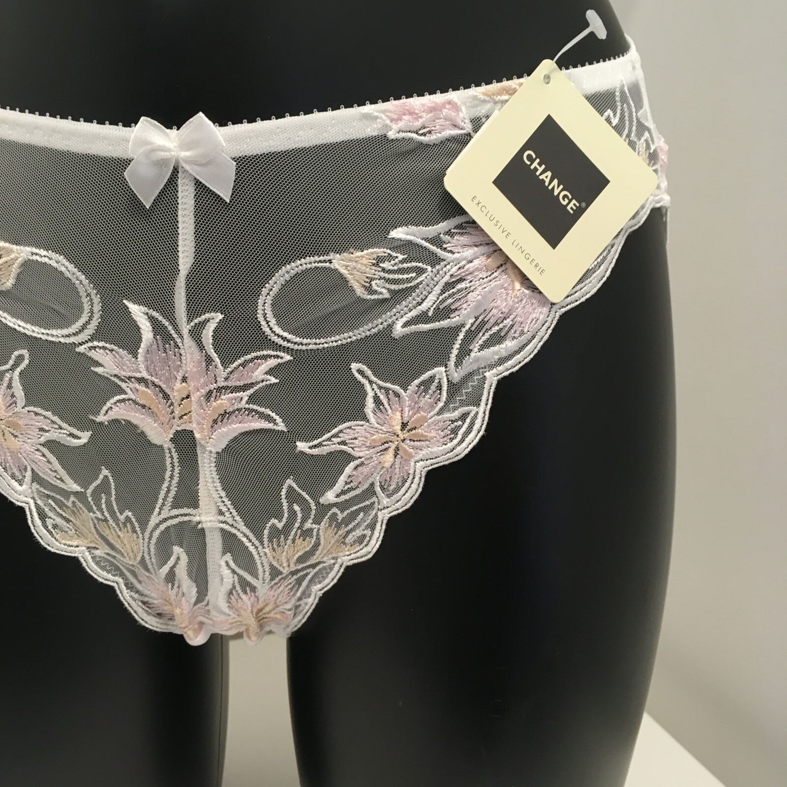 Ivory & Pink Briefs 10 Sheer see through embroidered knickers pants panties
